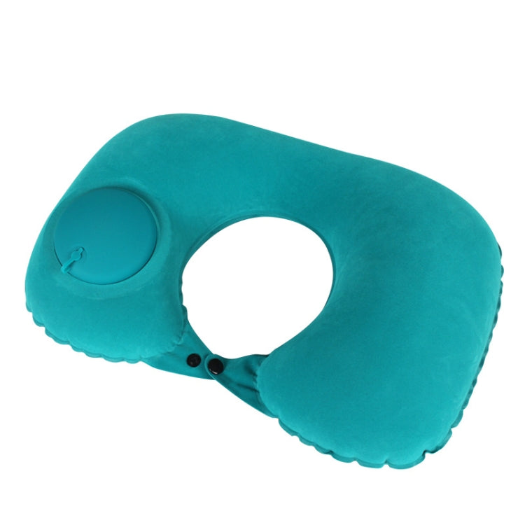 Travel Inflatable Press U-Shaped Neck Guard Pillow, Colour: Flocked U009-01（Peacock Green) - Home & Garden by buy2fix | Online Shopping UK | buy2fix