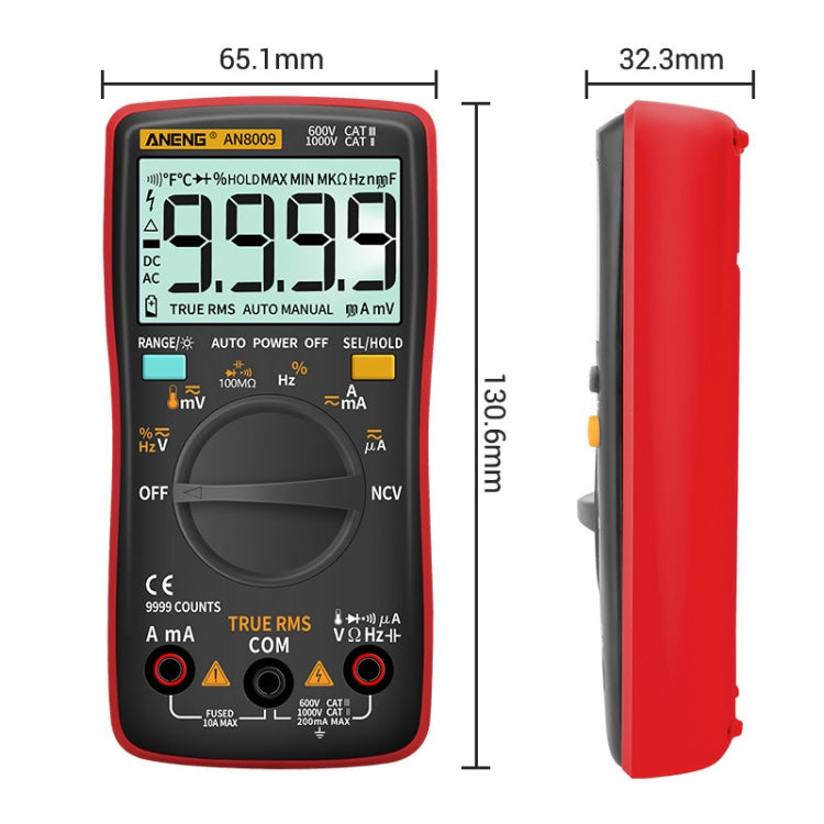 ANENG AN8009 NVC Digital Display Multimeter, Specification: Standard(Black) - Current & Voltage Tester by ANENG | Online Shopping UK | buy2fix