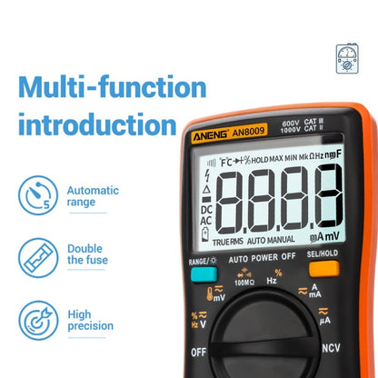 ANENG AN8009 NVC Digital Display Multimeter, Specification: Standard with Cable(Orange) - Current & Voltage Tester by ANENG | Online Shopping UK | buy2fix