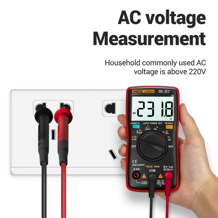 ANENG AN8009 NVC Digital Display Multimeter, Specification: Standard with Cable(Orange) - Current & Voltage Tester by ANENG | Online Shopping UK | buy2fix