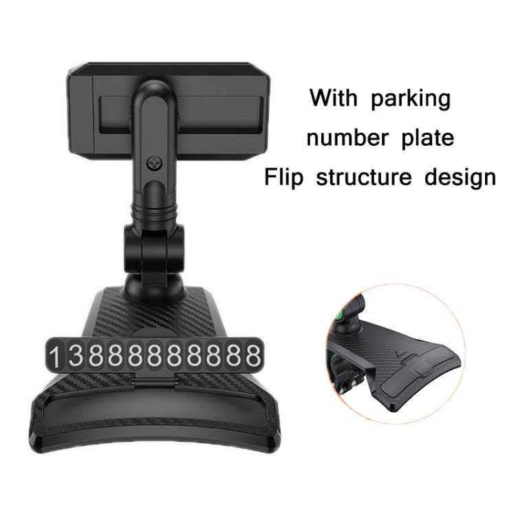 YF011 Car Central Control Instrument Panel Mobile Phone Bracket With Number Plate(Black Green) - In Car by buy2fix | Online Shopping UK | buy2fix