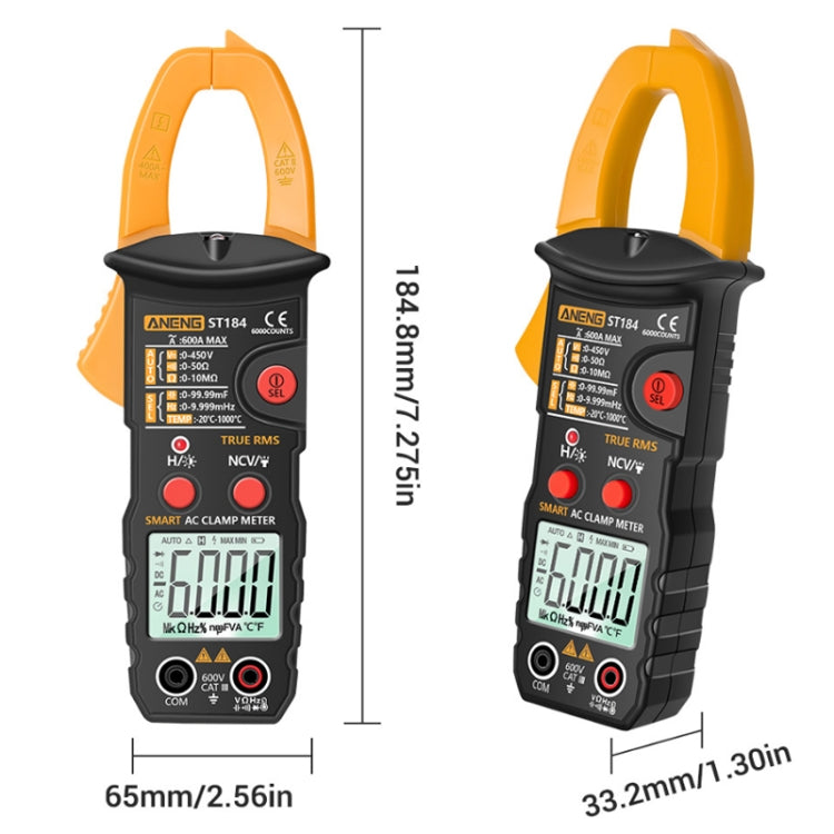 ANENG ST184 Automatically Identify Clamp-On Smart Digital Multimeter(Black) - Digital Multimeter by ANENG | Online Shopping UK | buy2fix