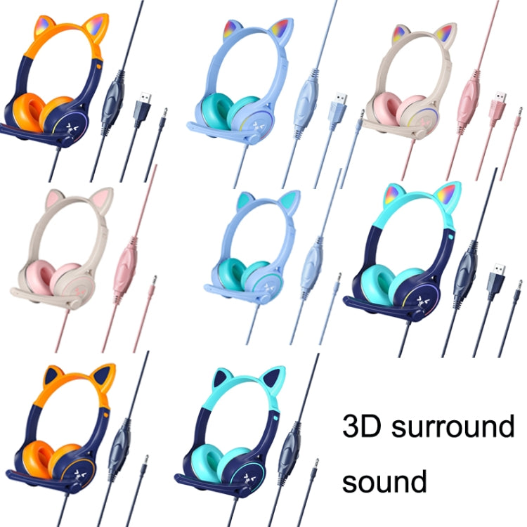 Soyto SY-G30 Cat Ear Computer Headset, Style: Lighting Version (Blue Orange) - Multimedia Headset by Soyto | Online Shopping UK | buy2fix