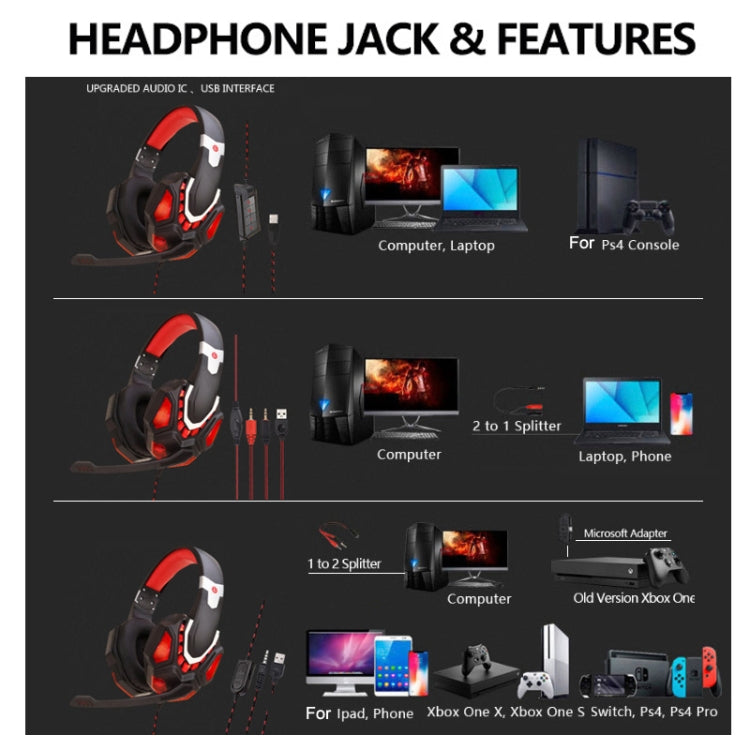 Soyto G10 Gaming Computer Headset For USB (Black Red) - Multimedia Headset by Soyto | Online Shopping UK | buy2fix