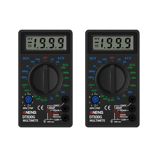 2 PCS ANENG DT830G Portable Digital Multimeter(Black) - Consumer Electronics by ANENG | Online Shopping UK | buy2fix
