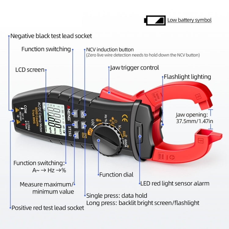 ANENG ST192 600A DC Current Multifunctional AC And DC Clamp Digital Meter - Consumer Electronics by ANENG | Online Shopping UK | buy2fix