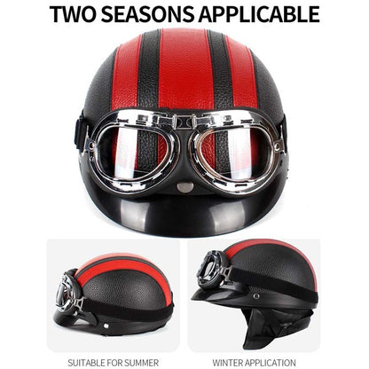BSDDP A0318 PU Helmet With Goggles, Size: One Size(Black Pink) - In Car by BSDDP | Online Shopping UK | buy2fix
