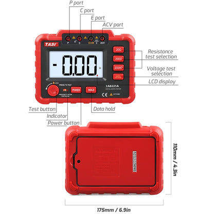 TASI TA8331A Ground Resistance Tester High Accuracy Digitally Ground Resistance Meter - Battery & Resistance Tester by TASI | Online Shopping UK | buy2fix