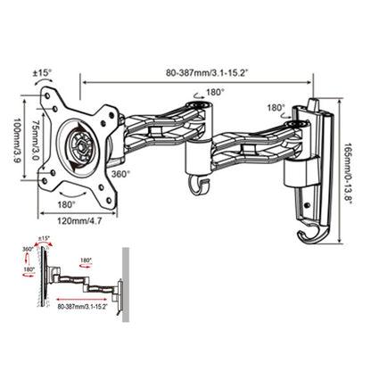 Gibbon Mounts L33 Monitor Bracket Wall Mounting Telescopic Rotating Aluminum Alloy TV Hanger - Consumer Electronics by Gibbon Mounts | Online Shopping UK | buy2fix