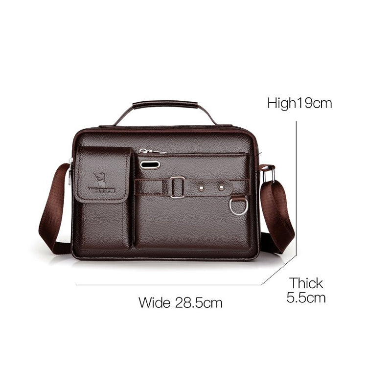 WEIXIER D235 Men Shoulder Bag Portable PU Leather Handbag(Brown) - Home & Garden by WEIXIER | Online Shopping UK | buy2fix