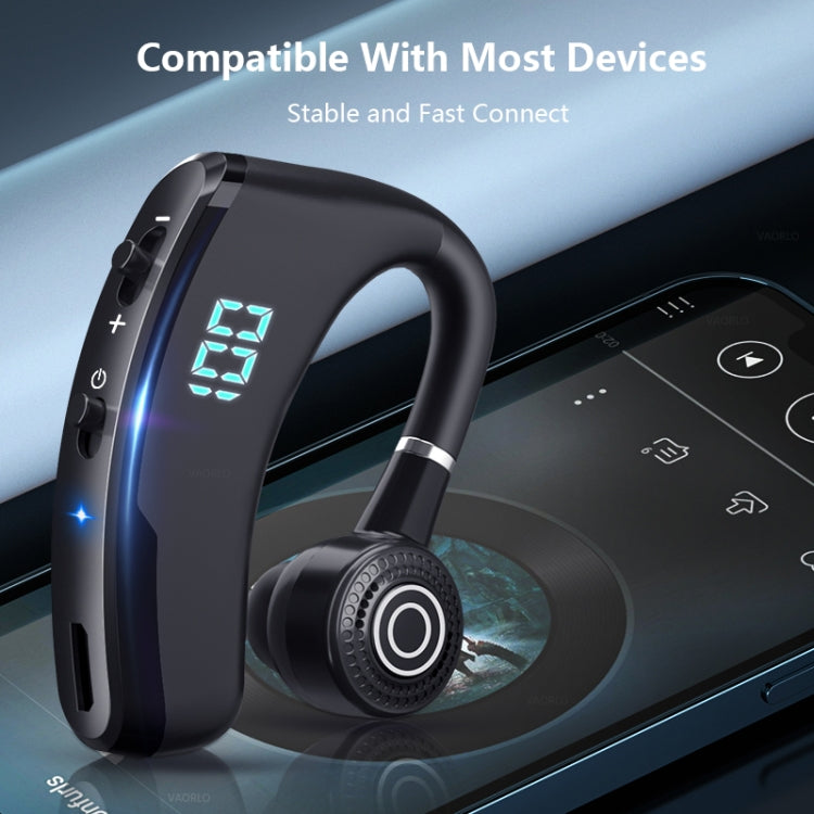 V9S Bluetooth Headset Noise Cancelling Headphones With LED Display(Blue Single Ear) - Bluetooth Earphone by buy2fix | Online Shopping UK | buy2fix