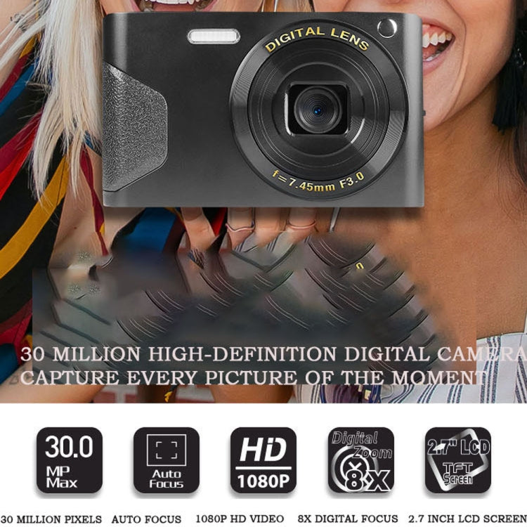 C8 4K  2.7-inch LCD Screen HD Digital Camera Retro Camera,Version: 30W  Standard Version Black - Consumer Electronics by buy2fix | Online Shopping UK | buy2fix
