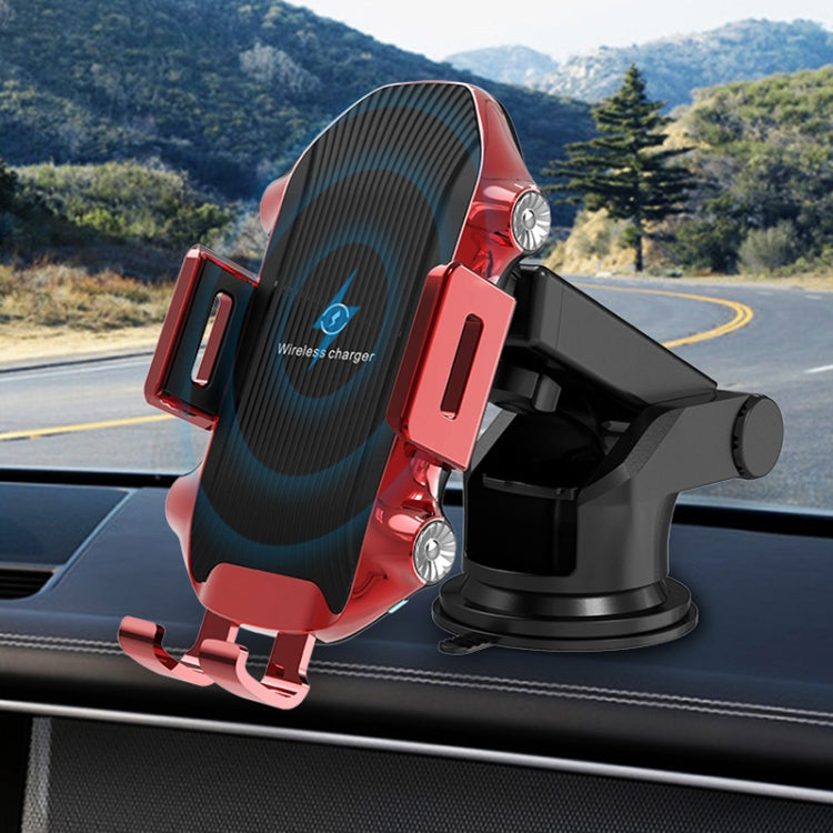 X343 15W Car Wireless Charger Smart Induction Suction Cup Phone Holder( Red ) - In Car by buy2fix | Online Shopping UK | buy2fix
