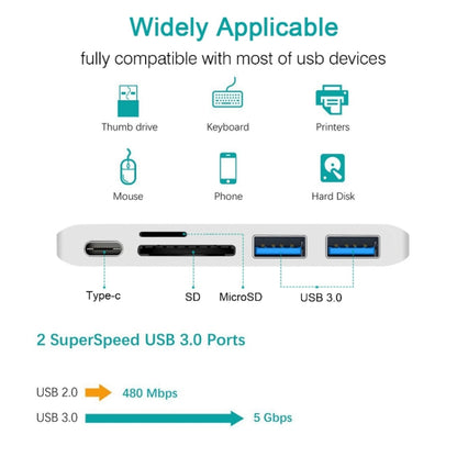 USB-C To HDMI Splitter Docking Station Card Reader, Specification： 6 in 1 Silver - Computer & Networking by buy2fix | Online Shopping UK | buy2fix