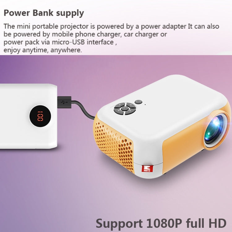 A10 480x360 Pixel Projector Support 1080P Projector ,Style: Same-screen White Yellow(EU Plug) - Consumer Electronics by buy2fix | Online Shopping UK | buy2fix