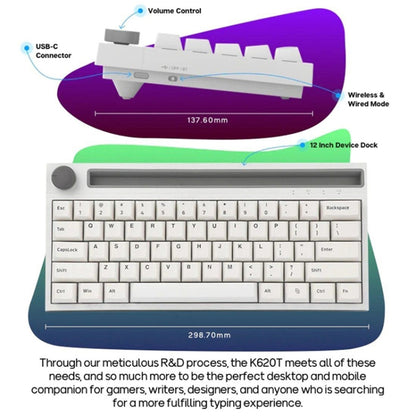 Ajazz K620T 62 Keys Bluetooth Wireless Dual Mode Mechanical Keyboard, Style: Pink Shaft (White) - Wireless Keyboard by Ajazz | Online Shopping UK | buy2fix