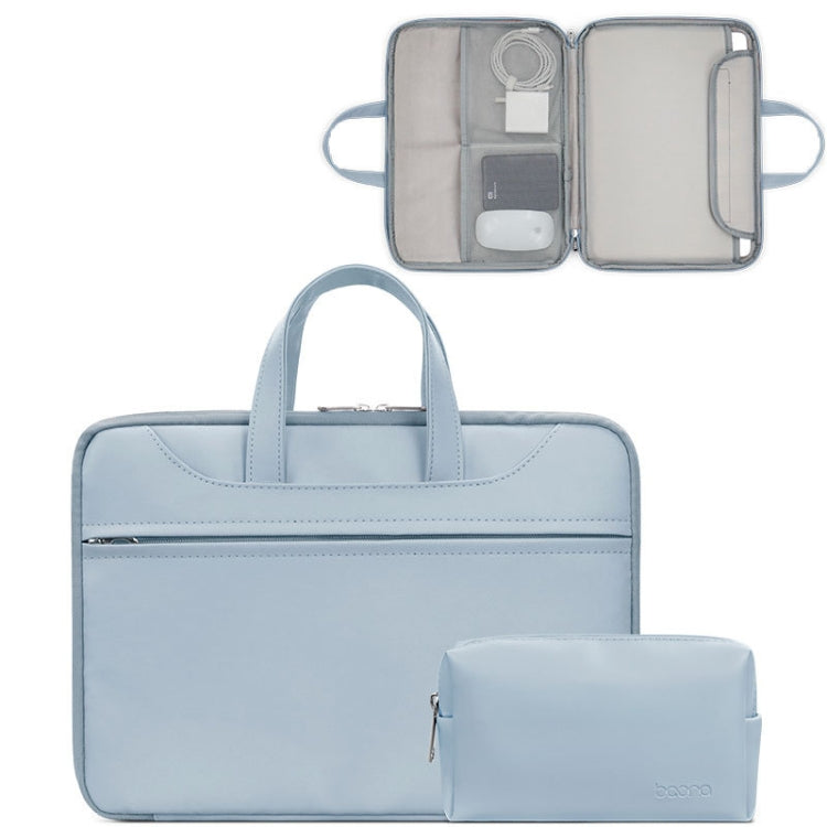 Baona BN-Q006 PU Leather Full Opening Laptop Handbag For 14 inches(Sky Blue+Power Bag) - 15 inch by Baona | Online Shopping UK | buy2fix