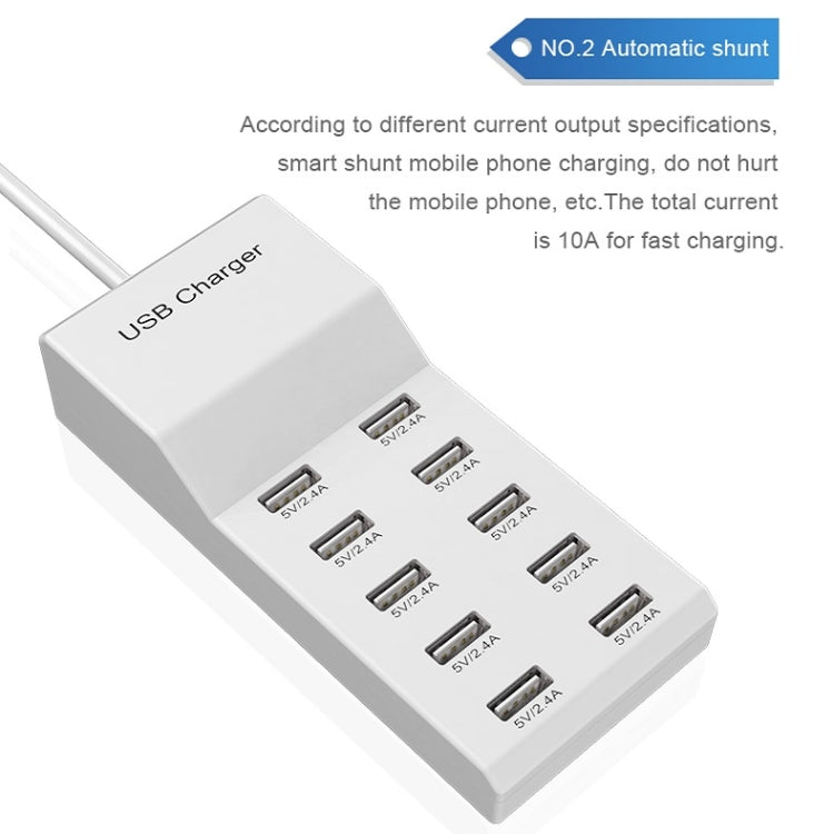 USB Multi-port Charger Mobile Phone Fast Charging Universal Fast Adapter 10 Interface EU Plug - Multifunction Charger by buy2fix | Online Shopping UK | buy2fix