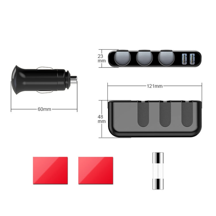 SHUNWEI Car Cigarette Lighter Charger 12/24V USB Converts Socket, Style: 3 Holes 2 USB - Car Charger by SHUNWEI | Online Shopping UK | buy2fix