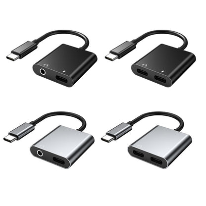 2 In 1 Type-C/USB-C PD 60W Digital Audio Adapter, Spec: 2-Type-C (Black) - Type-C Adapter by buy2fix | Online Shopping UK | buy2fix