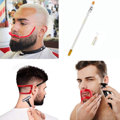 2 Sets Beard Styling Board Shaving Barber Tools, Style: Shape Ruler x 2+Pen+Bearded Model - Hair Trimmer by buy2fix | Online Shopping UK | buy2fix