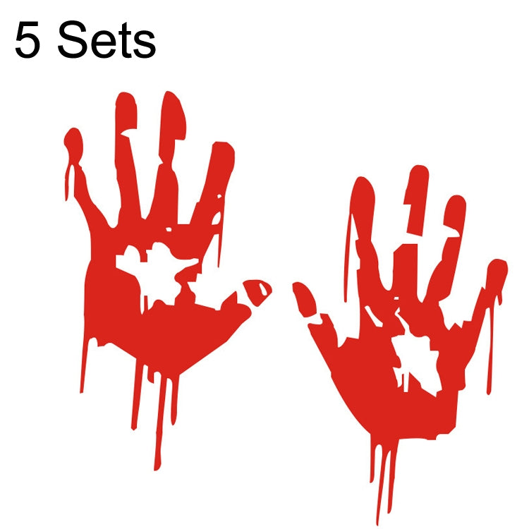 5 Sets Waterproof Sunscreen Reflective Car Sticker Blood Handprint Halloween Sticker(Red) - In Car by buy2fix | Online Shopping UK | buy2fix