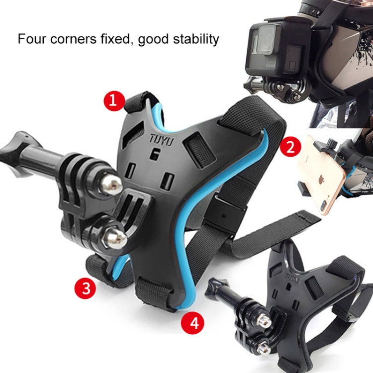 TUYU Motorcycle Helmet Chin Action Camera Mobile Phone Mounting Bracket Blue Bracket - Helmet Mount by TUYU | Online Shopping UK | buy2fix