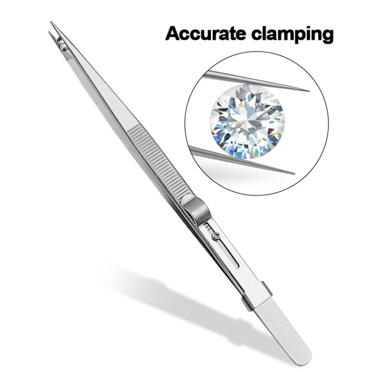 Diamond Jewellery Tweezers With Slotted Stainless Steel Tweezers ,Spec: Bending - Clothing & Beauty by buy2fix | Online Shopping UK | buy2fix