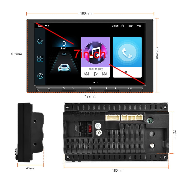 7 inch Carplay GPS Navigation Reverse Integrated Machine, Style: Standard+12 Light Camera(2+32G) - In Car by buy2fix | Online Shopping UK | buy2fix