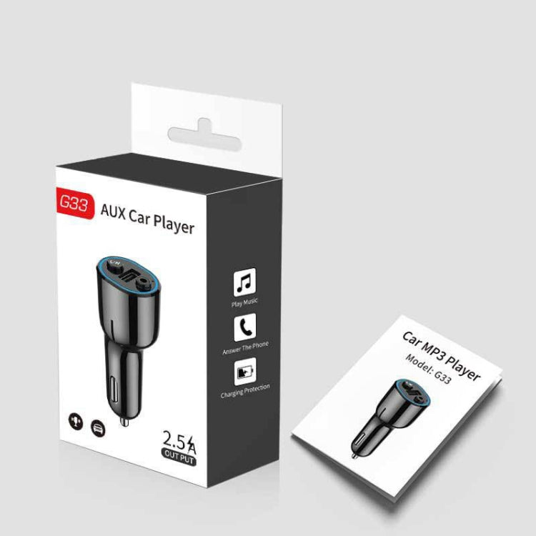 G33 Car Bluetooth Hands-free Audio Receiver 2.5A USB Car Charger(Black) - In Car by buy2fix | Online Shopping UK | buy2fix