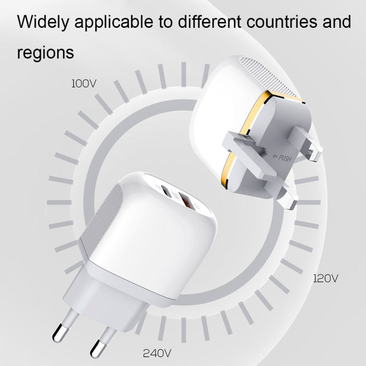 LDNIO A2316C 20W PD+QC 3.0 Phone USB Multi-hole Fast Charger EU Plug with 8 Pin Cable - USB Charger by LDNIO | Online Shopping UK | buy2fix