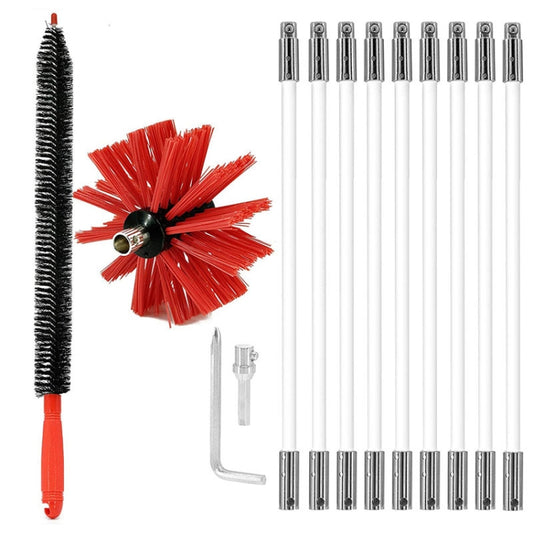 Extendable Bendable Electric Drill Chimney Brush Hood Interior Duct Brush, Size: 410mm x 9 Rods - Pipes & Fittings by buy2fix | Online Shopping UK | buy2fix