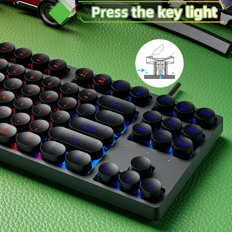 Dark Alien DK100 87 Keys Hot Plug-In Glowing Game Wired Mechanical Keyboard, Cable Length: 1.3m(White) - Wired Keyboard by Dark Alien | Online Shopping UK | buy2fix