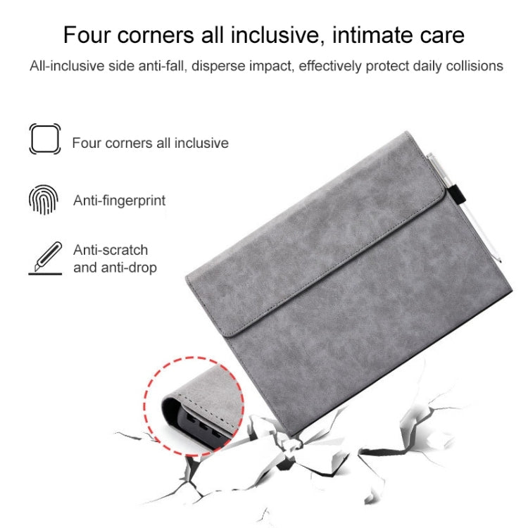 For Microsoft Surface Pro 8 Tablet Protective Case Holder(Microfiber Lambskin Texture Gray Case + Power Supply Bag) - Others by buy2fix | Online Shopping UK | buy2fix