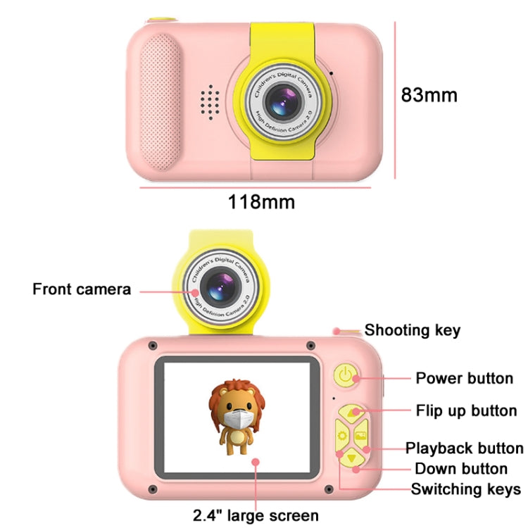 X101 Mini HD Lens Reversible Child Camera, Color: Pink+16G+Card Reader - Consumer Electronics by buy2fix | Online Shopping UK | buy2fix