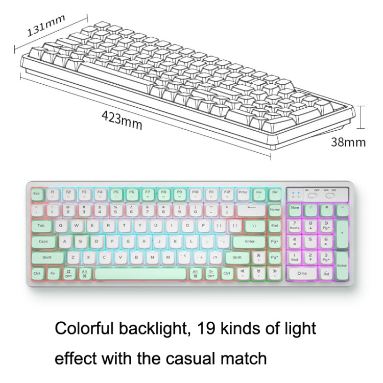 LANGTU GK102 102 Keys Hot Plugs Mechanical Wired Keyboard. Cable Length: 1.63m, Style: Gold Shaft (Matcha Green) - Wired Keyboard by LANGTU | Online Shopping UK | buy2fix
