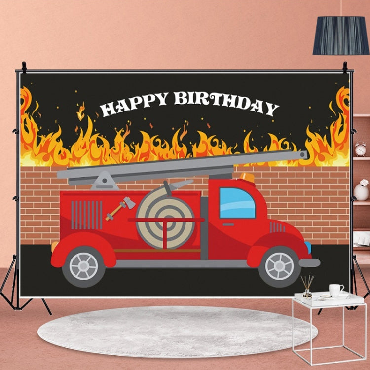 1.5x1m Fire Engine Happy Birthday Party Scene Backdrop for Photojournalism(MDU04231) - Camera Accessories by buy2fix | Online Shopping UK | buy2fix