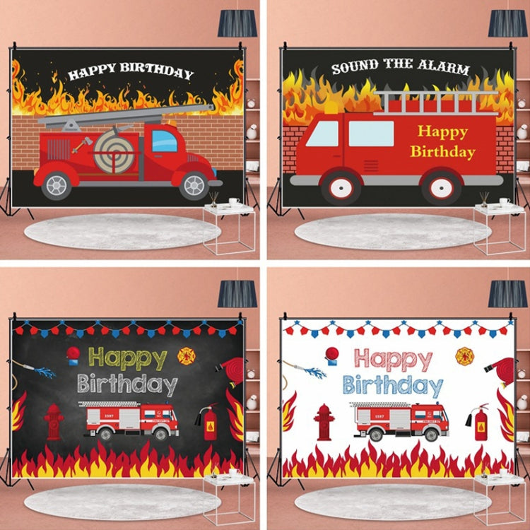 1.5x1m Fire Engine Happy Birthday Party Scene Backdrop for Photojournalism(MDU04231) - Camera Accessories by buy2fix | Online Shopping UK | buy2fix