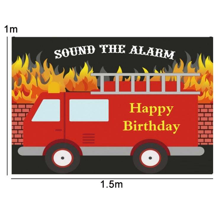 1.5x1m Fire Engine Happy Birthday Party Scene Backdrop for Photojournalism(MDU04231) - Camera Accessories by buy2fix | Online Shopping UK | buy2fix