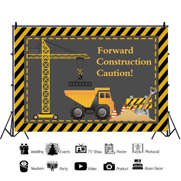 1.5m x 1m  Construction Vehicle Series Happy Birthday Photography Background Cloth(Mdz00628) - Camera Accessories by buy2fix | Online Shopping UK | buy2fix