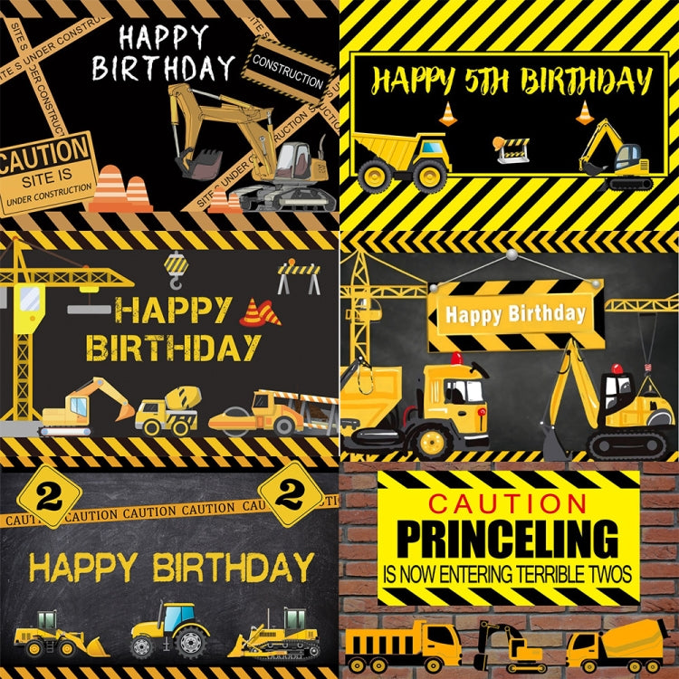 1.2m x 0.8m Construction Vehicle Series Happy Birthday Photography Background Cloth(11306952) - Camera Accessories by buy2fix | Online Shopping UK | buy2fix