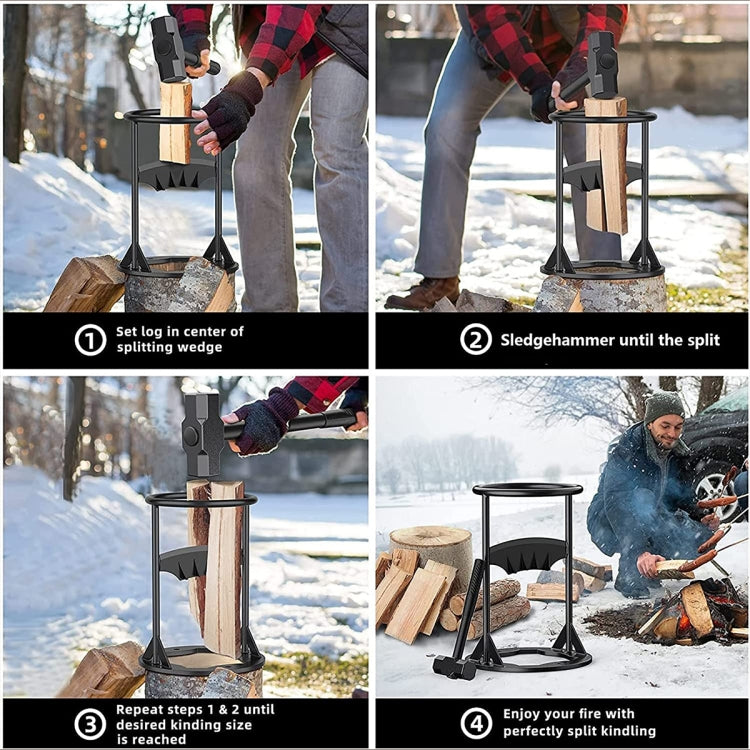 Firewood Kindling Splitter Manual Log Splitter with Carbon Steel Cutter Head, Model: Detachable B Type - Wood Chopping Tool by buy2fix | Online Shopping UK | buy2fix