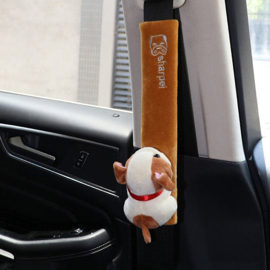 002 Cute Cartoon Thicked Seat Belt Anti-Strangled Protective Cushion, Length: 30.5cm (Brown Dog) - In Car by buy2fix | Online Shopping UK | buy2fix