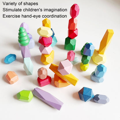 20 Grains D Children Early Teachings Stack Stone Building Blocks Wood Stack Stone Toys - Building Blocks by buy2fix | Online Shopping UK | buy2fix