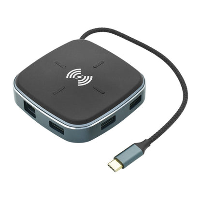 AY95 9 In 1 TYPE-C/USB-C HUB Extended Dock Wireless Fast Charging Concentrator(Black) - Computer & Networking by buy2fix | Online Shopping UK | buy2fix