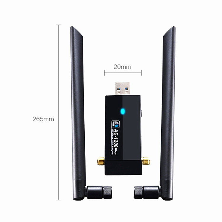 1200m Wireless Network Card 802.11AC USB3.0 Dual Frequency 2.4G/5.8G WiFi Receiver - USB Network Adapter by buy2fix | Online Shopping UK | buy2fix