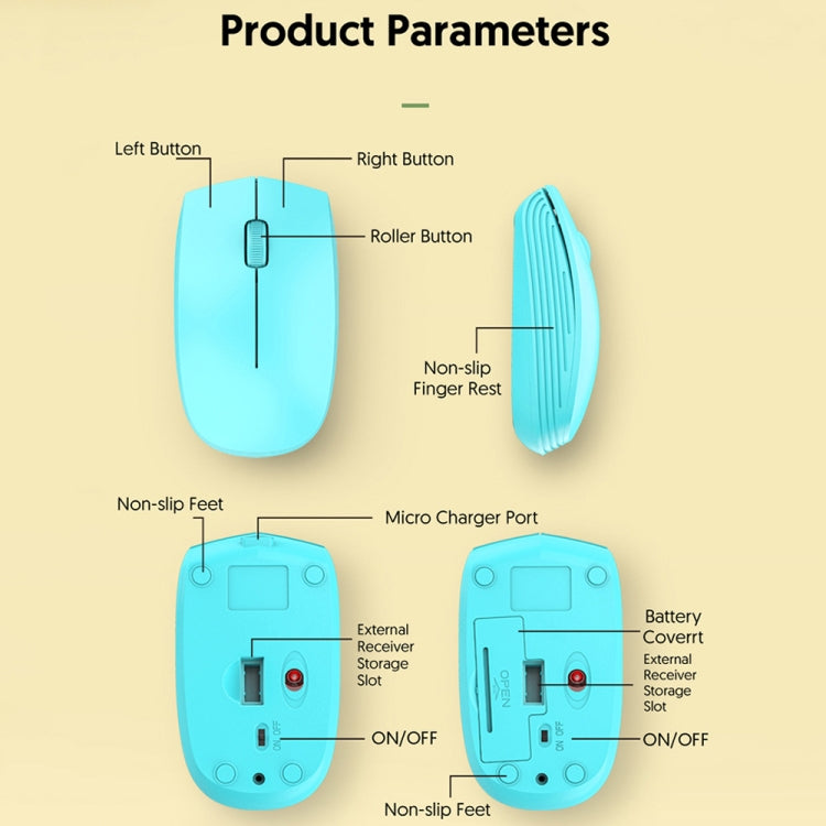 811 3 Keys Laptop Mini Wireless Mouse Portable Optical Mouse, Spec: Double Model (Beige) - Wireless Mice by buy2fix | Online Shopping UK | buy2fix