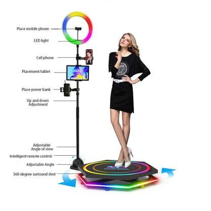 100cm Hexagonal 360 Photo Booth Electric Rotating Small Stage For Parties and Weddings -  by buy2fix | Online Shopping UK | buy2fix