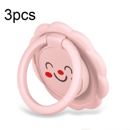 3pcs Sunflower Smiley Mobile Phone Finger Ring Bracket Zinc Alloy Ultra-thin Stand(Sand Pink) - Ring Holder by buy2fix | Online Shopping UK | buy2fix