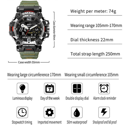 SMAEL 8072 Alloy Outdoor Multifunctional Electronic Watch Men Dual Display Waterproof Watch(Black Blue) - Metal Strap Watches by SMAEL | Online Shopping UK | buy2fix